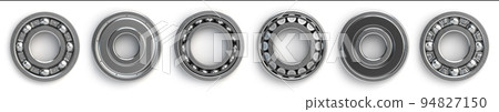 Set of different bakk and roller bearing isolated on white. 94827150
