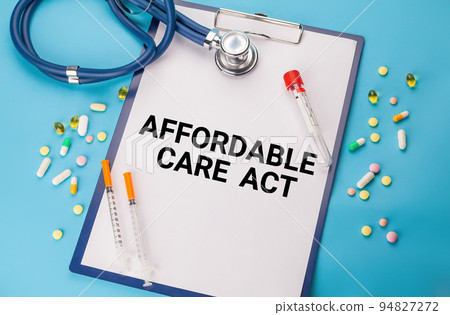 Words Affordable Care Act ACA Tablet. Stethoscope, paper with Affordable Care Act ACA text on the Words Affordable Care Act ACA Tablet. Stethoscope, paper with Affordable Care Act ACA text on the 94827272