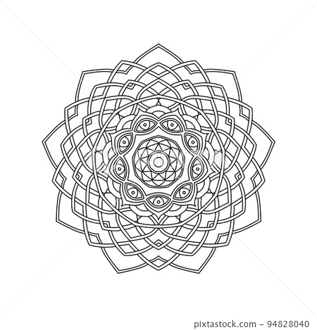 Circular pattern. Ornate mandala. Decorative ornament for tattoo, decoration, stickers, coloring book pages, henna, mehndi. 94828040
