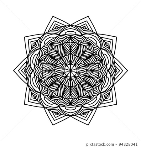 Circular pattern. Ornate mandala. Decorative ornament for tattoo, decoration, stickers, coloring book pages, henna, mehndi. Circular pattern. Ornate mandala. Decorative ornament for tattoo, decoration, stickers, coloring book pages, henna, mehndi. 94828041