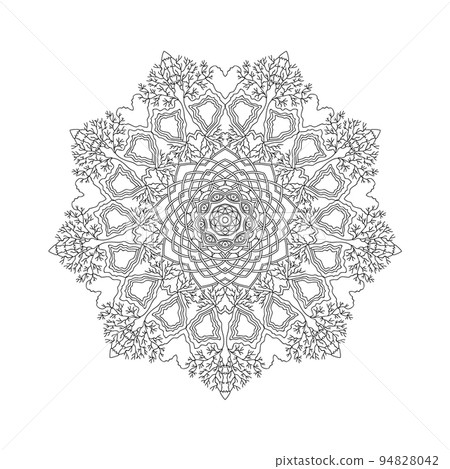 Circular pattern. Ornate mandala. Decorative ornament for tattoo, decoration, stickers, coloring book pages, henna, mehndi. Circular pattern. Ornate mandala. Decorative ornament for tattoo, decoration, stickers, coloring book pages, henna, mehndi. 94828042