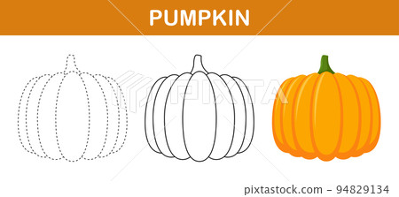 Pumpkin tracing and coloring worksheet for kids 94829134