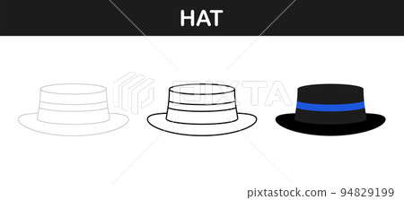 Hat tracing and coloring worksheet for kids Hat tracing and coloring worksheet for kids 94829199