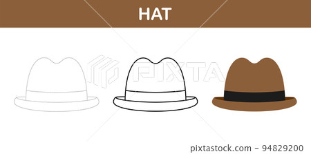 Hat tracing and coloring worksheet for kids Hat tracing and coloring worksheet for kids 94829200