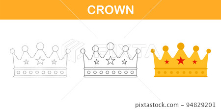 Crown tracing and coloring worksheet for kids Crown tracing and coloring worksheet for kids 94829201