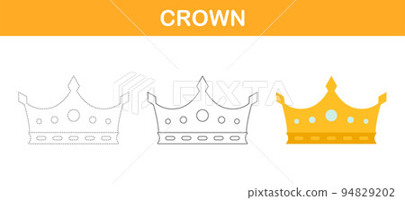 Crown tracing and coloring worksheet for kids Crown tracing and coloring worksheet for kids 94829202