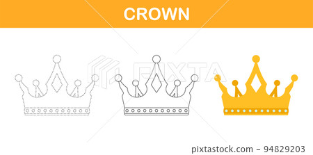 Crown tracing and coloring worksheet for kids Crown tracing and coloring worksheet for kids 94829203