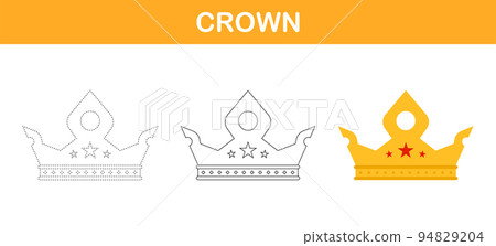 Crown tracing and coloring worksheet for kids Crown tracing and coloring worksheet for kids 94829204