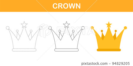 Crown tracing and coloring worksheet for kids Crown tracing and coloring worksheet for kids 94829205