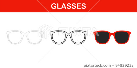 Glasses tracing and coloring worksheet for kids 94829232