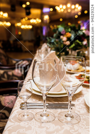 Ceramic tableware on the table 94829324