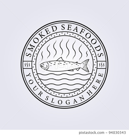 fish, seafood restaurant line art logo symbol icon vector illustration design 94830343