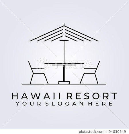 minimal terrace cafe restaurant , coffee shop logo icon sign symbol vector illustration design hawaii resort 94830349