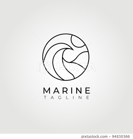 ocean logo, great wave logo illustration design graphic, sunset or sunrise logo 94830366