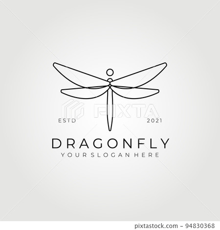 Line art dragonfly logo vector illustration design 94830368