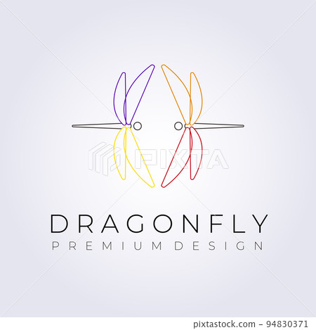 colorful line art dragonfly logo vector illustration design 94830371