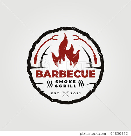 Barbecue smoke & grill logo vector illustration design 94830552