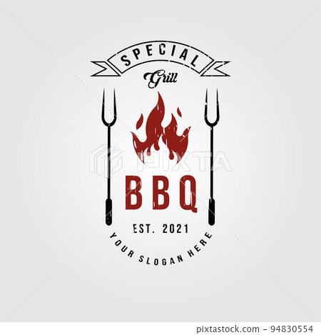 Barbecue smoke & grill logo vector illustration design Barbecue smoke & grill logo vector illustration design 94830554