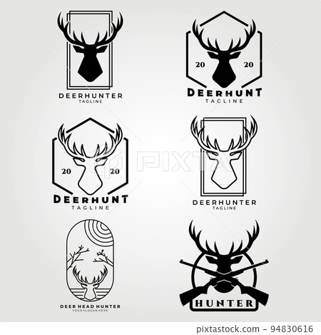set bundle deer logo collection deer hunting vector illustration design 94830616