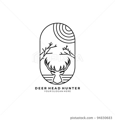Deer hunt logo vector illustration design, hunter icon , deer head hunter symbol 94830683
