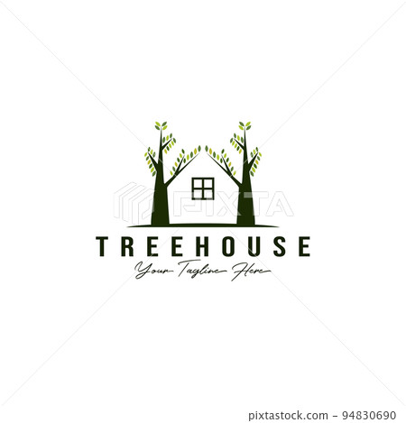 tree cafe logo vector illustration design , real estate logo , house tree logo 94830690