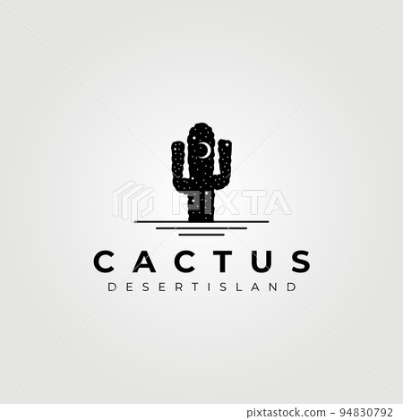 cactus, night desert logo vector, desert adventure logo vector illustration design, creative fantasy logo 94830792