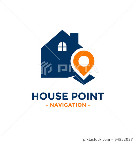 House point logo vector. Pin icon with home combination. Creative gps map point location symbol concept. House point logo vector. Pin icon with home combination. Creative gps map point location symbol concept. 94832057