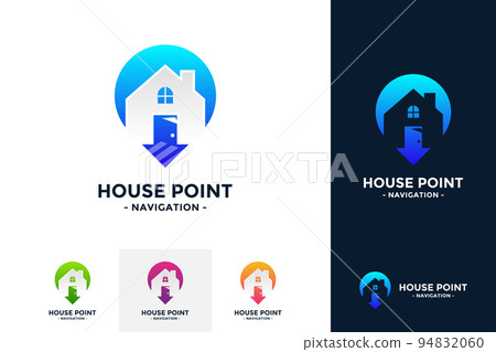 House point logo vector. Pin icon with home combination. Creative gps map point location symbol concept. House point logo vector. Pin icon with home combination. Creative gps map point location symbol concept. 94832060