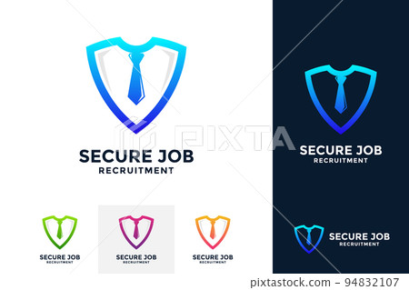 Secure job logo design template. With concept of guard shape combined with business tie. Secure job logo design template. With concept of guard shape combined with business tie. 94832107
