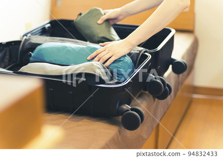 Suitcase luggage arrangement travel business trip Suitcase luggage arrangement travel business trip 94832433