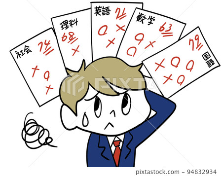 Returned test answers and male student Returned test answers and male student 94832934