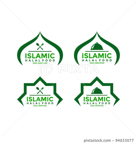 Set of halal food products labels, badges and logo design. Vector Halal sign certificate tag. Set of halal food products labels, badges and logo design. Vector Halal sign certificate tag. 94833077