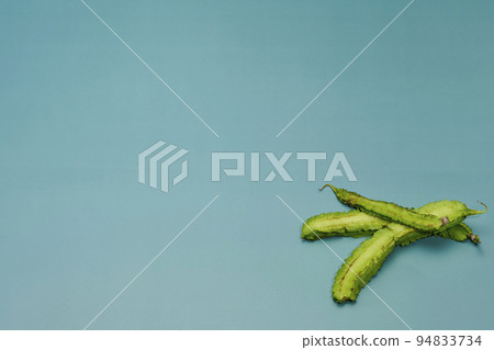 Bird's-eye view shot with blue background 94833734