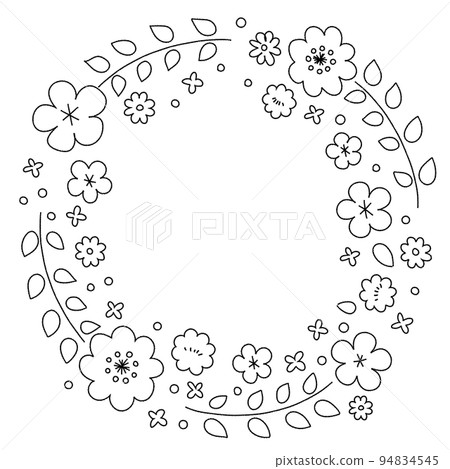 Vector illustration of hand-painted flower wreath Vector illustration of hand-painted flower wreath 94834545