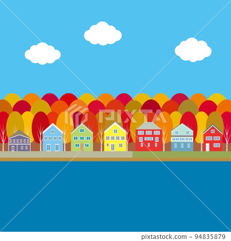 Autumn scenery, autumn leaves, clouds Autumn scenery, autumn leaves, clouds 94835879