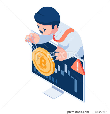 Isometric Businessman Manipulate Bitcoin Price Isometric Businessman Manipulate Bitcoin Price 94835916