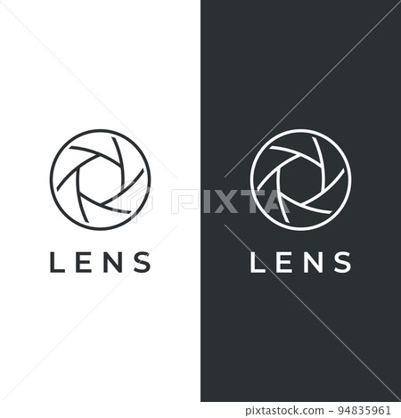 Photography camera logo, lens camera shutter, digital, line, professional, elegant and modern. Logo can be used for studio, photography and other businesses. Using vector illustration editing 94835961