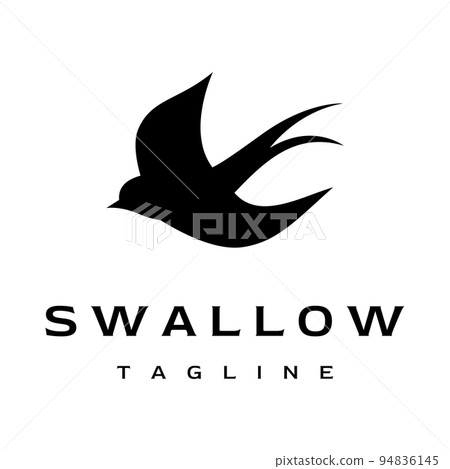 Simple logo template design silhouette of a martin martlet swallow flying hovering. Simple logo template design silhouette of a martin martlet swallow flying hovering. 94836145