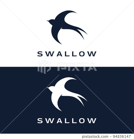 Simple logo template design silhouette of a martin martlet swallow flying hovering. Simple logo template design silhouette of a martin martlet swallow flying hovering. 94836147