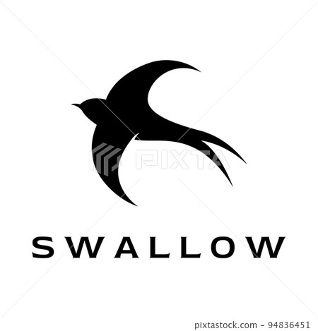 Simple logo template design silhouette of a martin martlet swallow flying hovering. 94836451