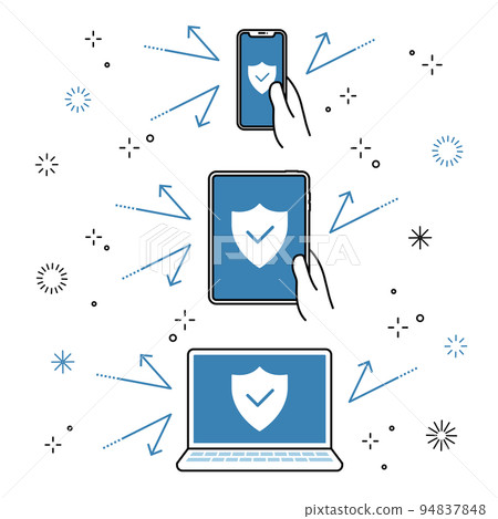 網絡安全 一組數字設備，例如智能手機、平板電腦和個人電腦 94837848