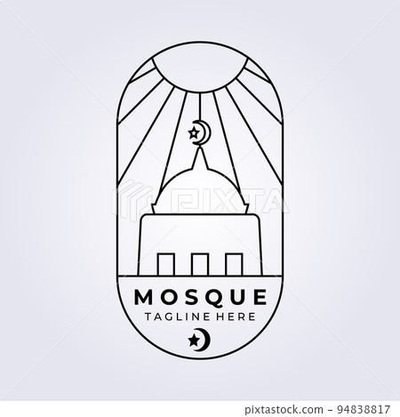 mosque logo vector , line art illustration , vintage design graphic, muslim logo 94838817