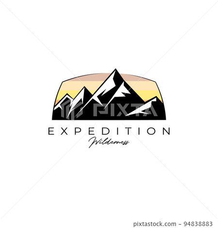amazing mountain logo vector illustration design , sunset sunrise sign symbol 94838883