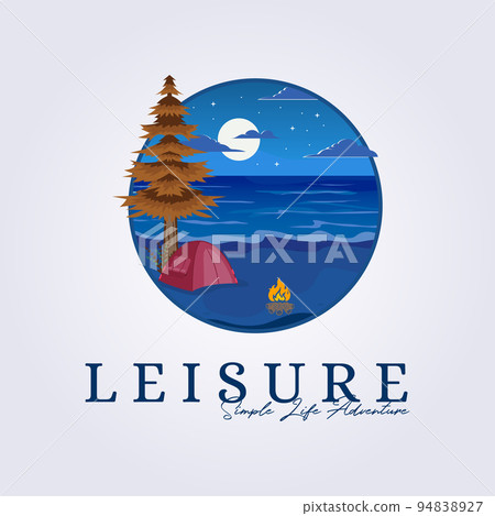 leisure beach island camp logo vector illustration vintage design 94838927