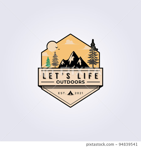 mountain adventure outdoor badge logo icon print symbol vector illustration design mountain adventure outdoor badge logo icon print symbol vector illustration design 94839541