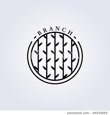 straight vines plant logo simple line art vector illustration template design badge emblem tree icon background 94839869