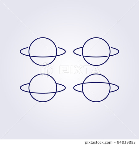 planet symbol icon draw logo simple minimalist line art set bundle various collection 94839882