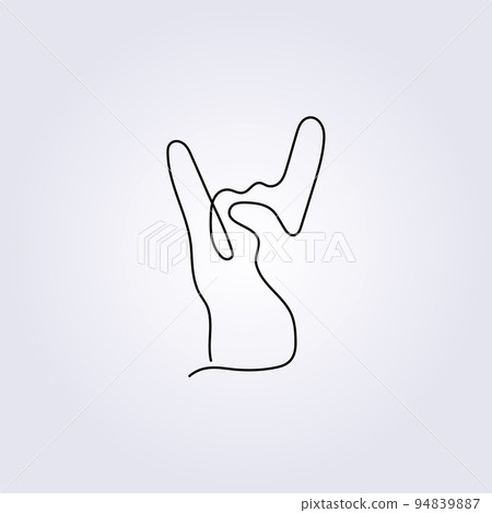 rock on gesture sign symbol continuous line simple draw sketch illustration vector logo template design graphic rock on gesture sign symbol continuous line simple draw sketch illustration vector logo template design graphic 94839887