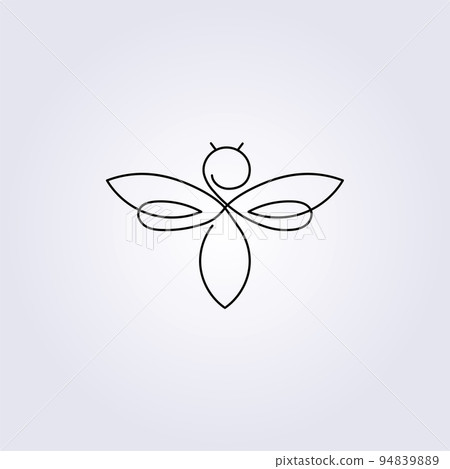 creative one line continuous bee hornet icon symbol sticker logo vector illustration design, simple minimalist template design graphic 94839889