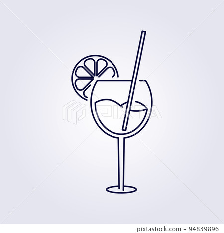 single cocktail hand line drawn simple icon glass illustration drink symbol cocktail logo vector template design 94839896